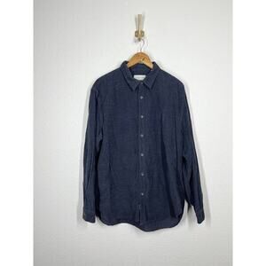 Coastaoro Mens Navy Corduroy Button Front Shirt XL Long Sleeves Retro